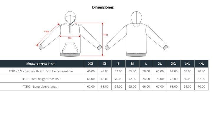 tallas sudaderas