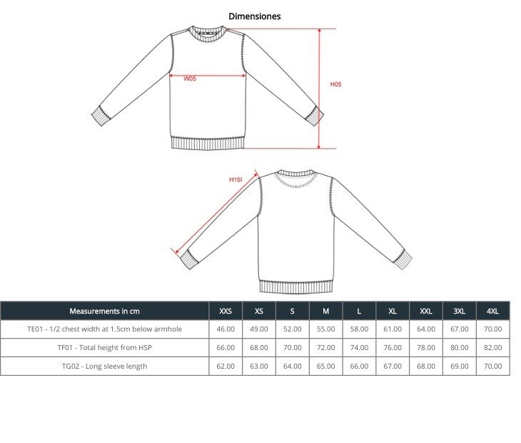 tallas sudaderas s cuello